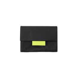 【予約販売】【新発売・数量限定型】LEATHER PASSPORT WALLET 026 ブラック×ネオンイエロー